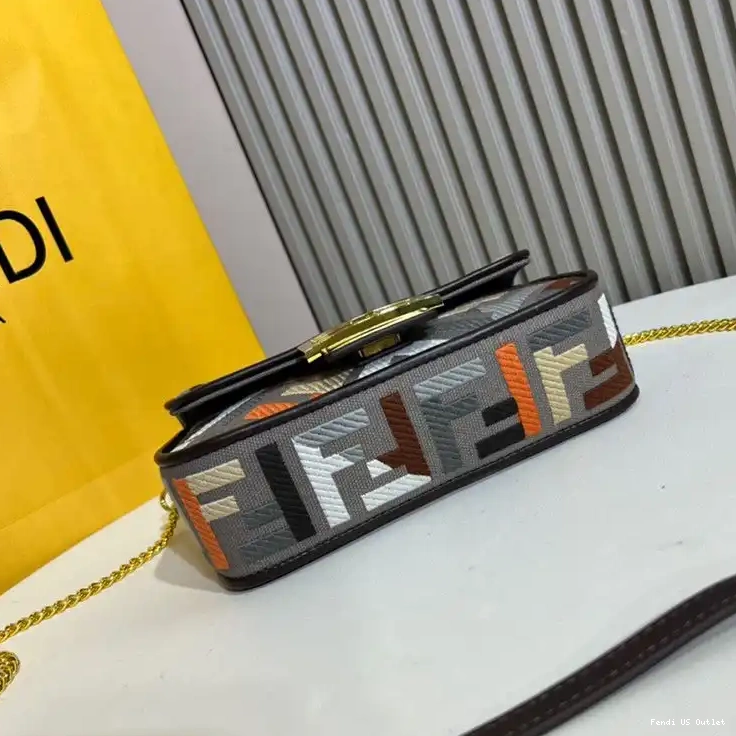 Affordable HOT Mini Fendi Grey In Bag Multi FF Motif Baguette Canvas 0516